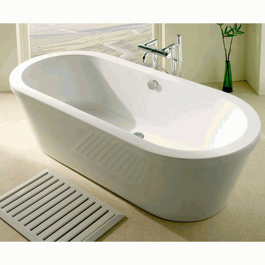 Carron Halcyon Oval 1750 x 800mm White Freestanding Double Ended Carronite Bath-2