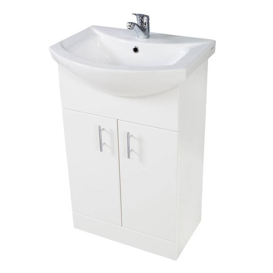 Scudo Lanza 550mm Gloss White Floorstanding Vanity Unit and Basin