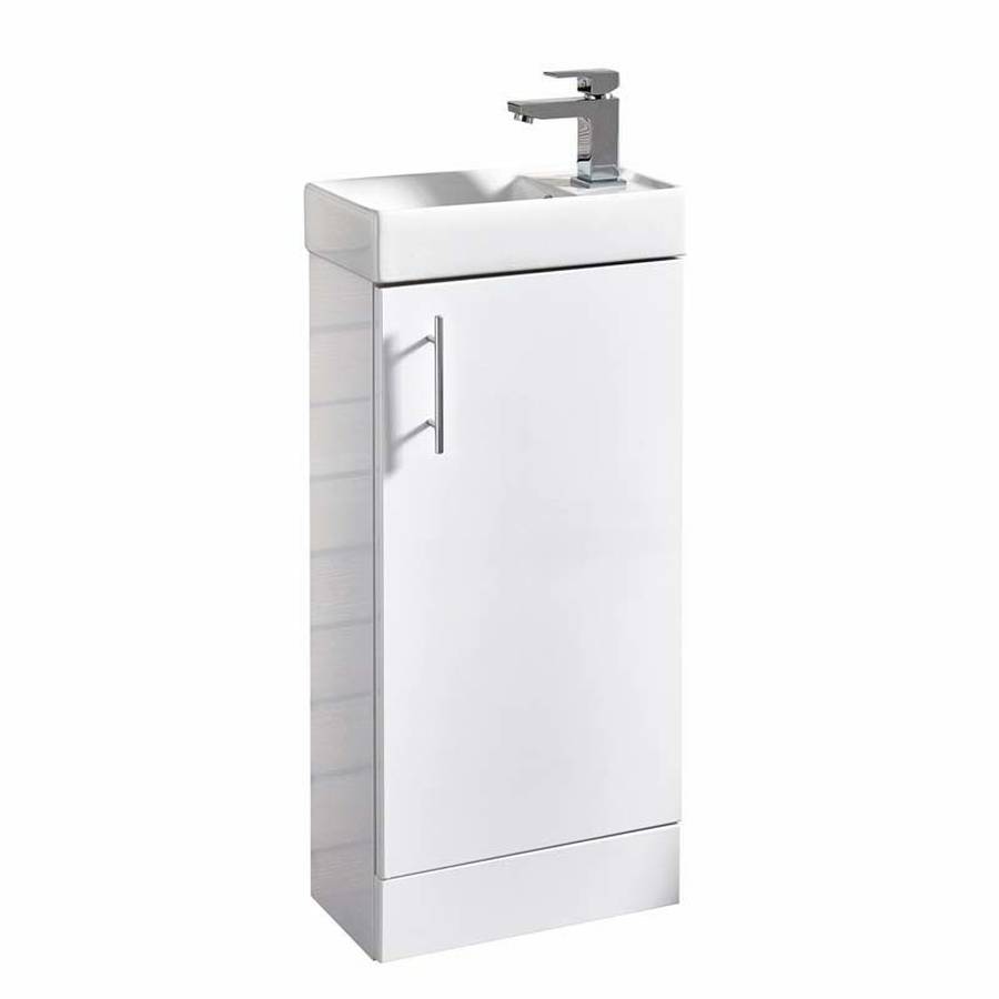 Scudo Lanza 400mm Gloss White Floorstanding Cloakroom Vanity Unit and Basin