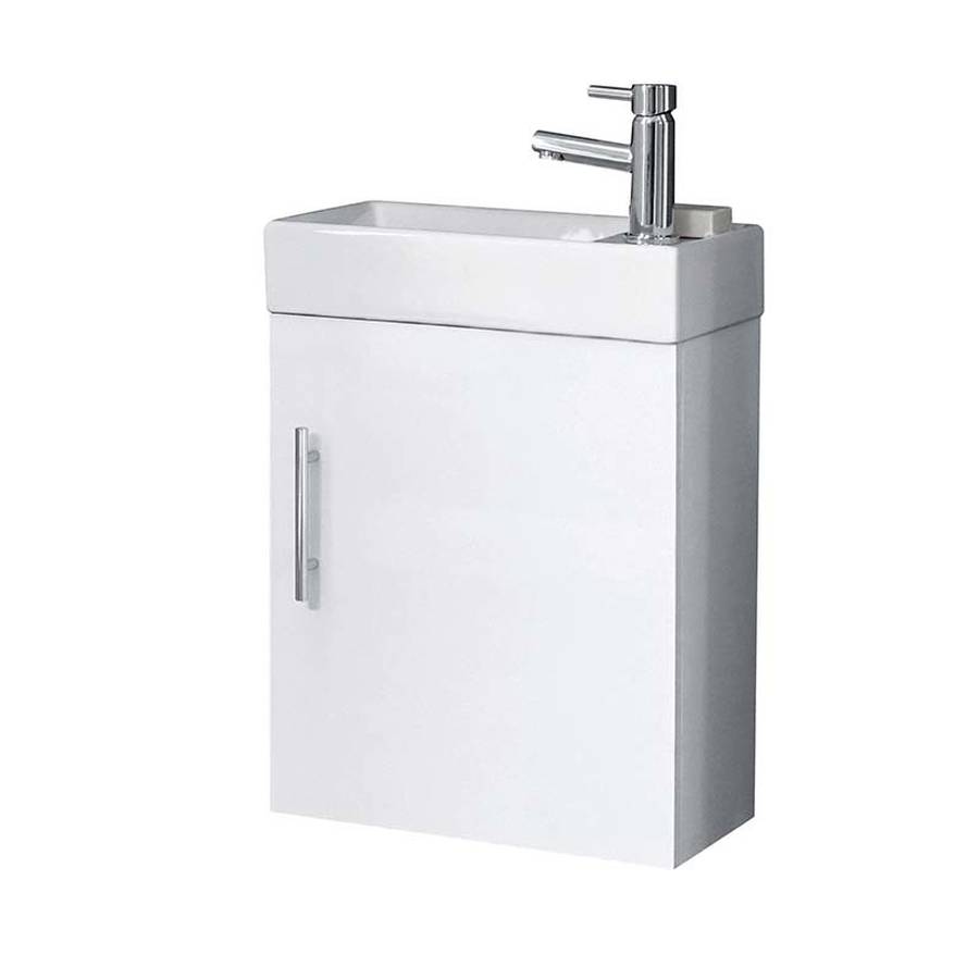 Scudo Lanza 400mm Gloss White Wall Hung Cloakroom Vanity Unit and Basin