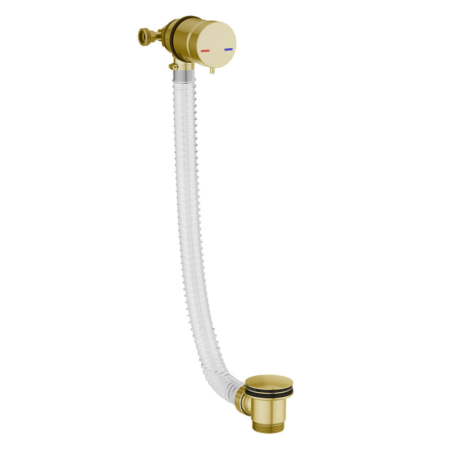 Scudo Brushed Brass Overflow Bath Filler with Sprung Waste