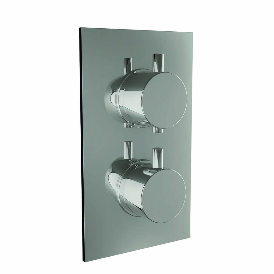 Scudo Chrome Twin Rounded Handle Concealed Shower Valve with Diverter