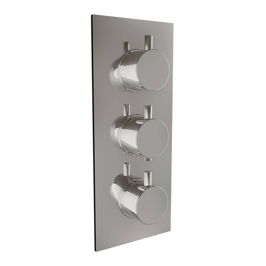 Scudo Chrome Triple Rounded Handle Concealed Shower Valve