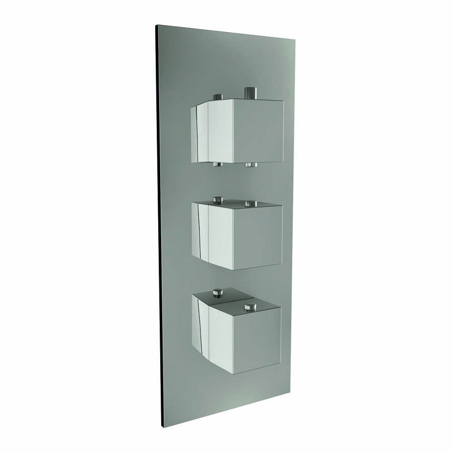 Scudo Chrome Triple Squared Handle Concealed Shower Valve with Diverter