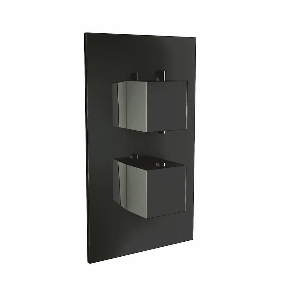 Scudo Black Twin Squared Handle Concealed Shower Valve