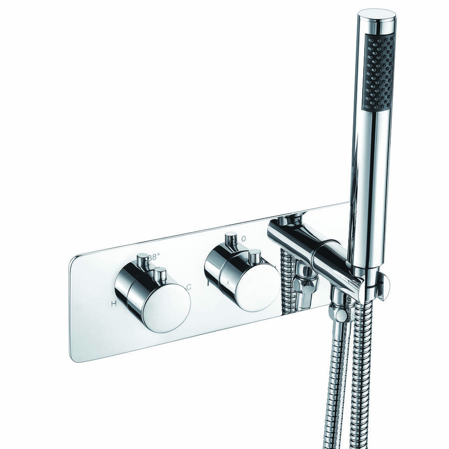 Scudo Chrome Rounded Handle Two Outlet Concealed Shower Valve with Diverter