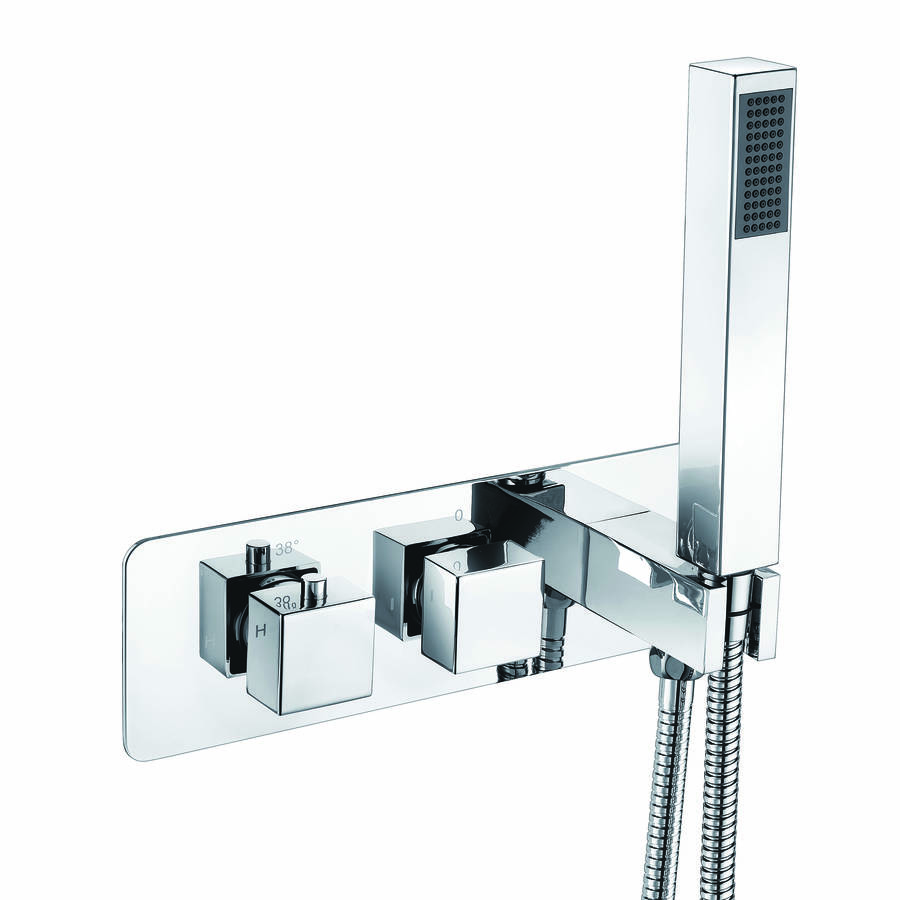 Scudo Chrome Squared Handle Two Outlet Concealed Shower Valve with Diverter