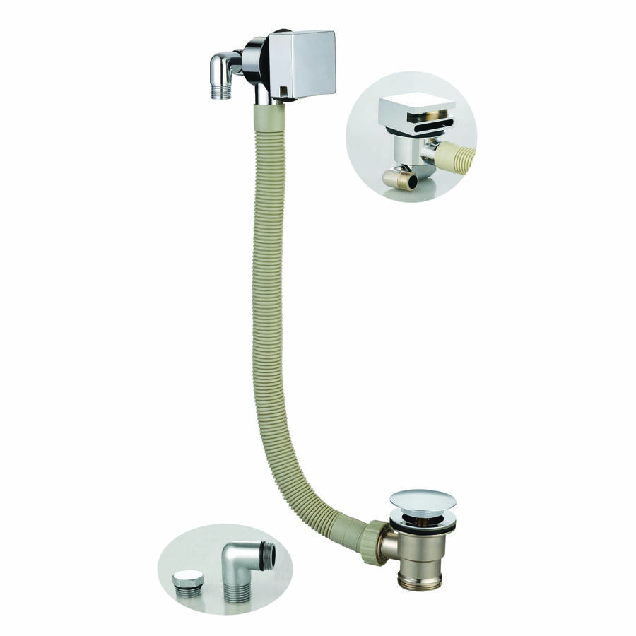 Scudo Chrome Square Bath Filler with Waste and Overflow
