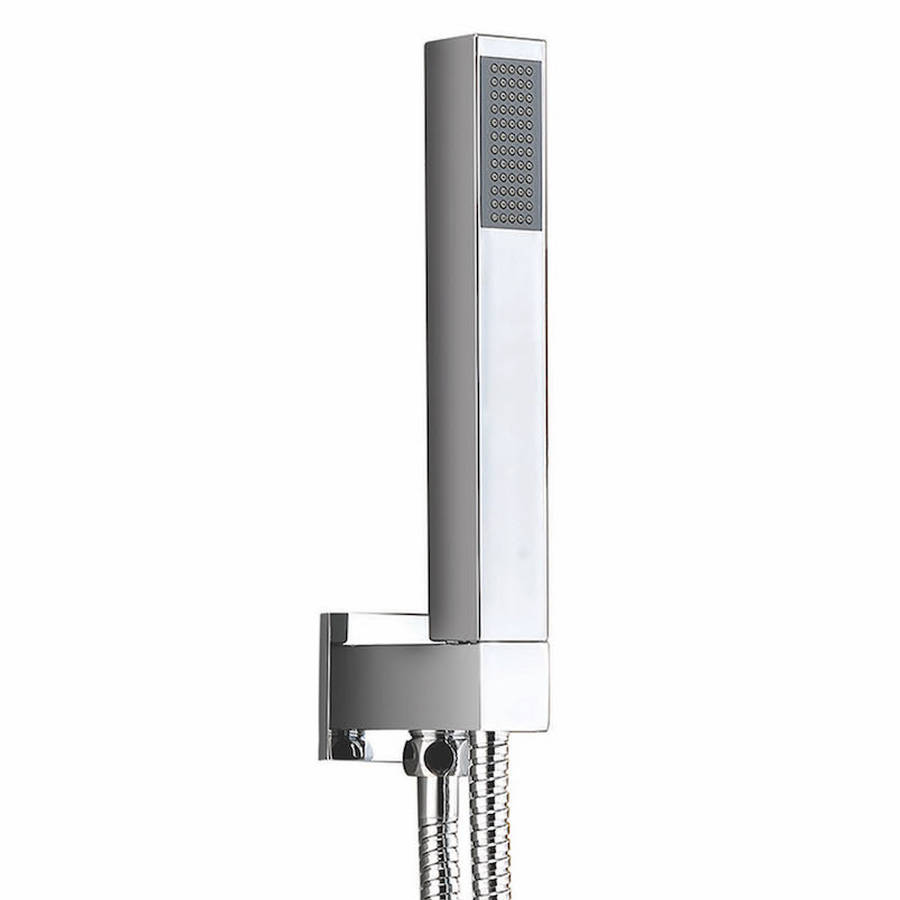 Scudo Chrome Square Outlet Elbow with Shower Hose and Handset