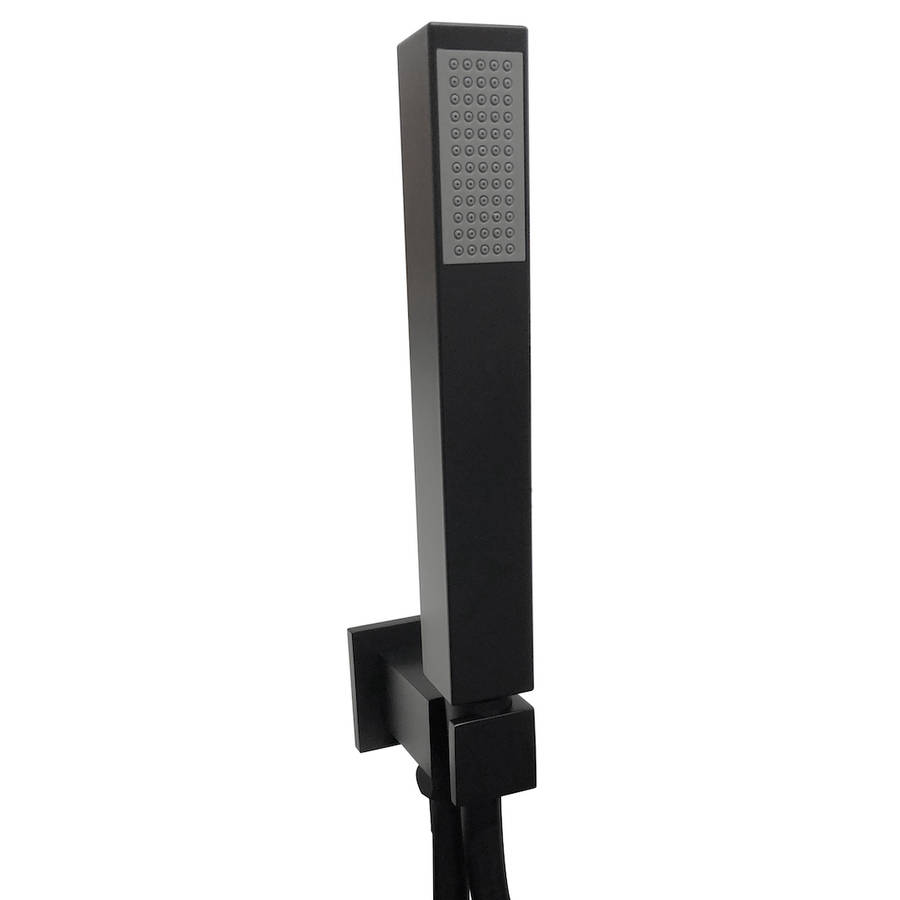Scudo Black Square Outlet Elbow with Shower Hose and Handset
