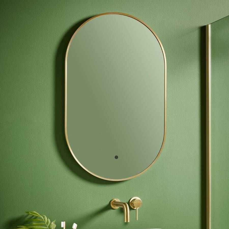 Scudo Aubrey 500 x 800mm Brushed Brass Oval LED Mirror