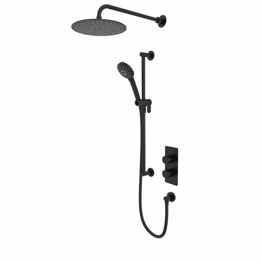 Tavistock Quantum Thermostatic Dual Function Concealed Shower System with Riser Kit in Black