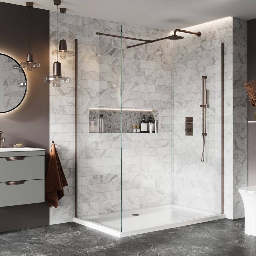 Scudo S8 Brushed Bronze 900mm Wetroom Panel