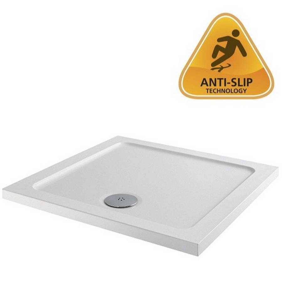 MX Ducostone Flat Top 800 x 800mm Anti Slip Square Shower Tray with Waste