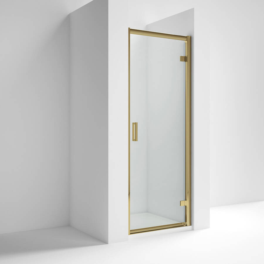 Nuie Rene 700mm Brass Framed Hinged Shower Door