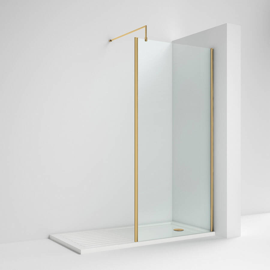 Nuie Brushed Brass 700mm Outer Frame Wetroom Panel