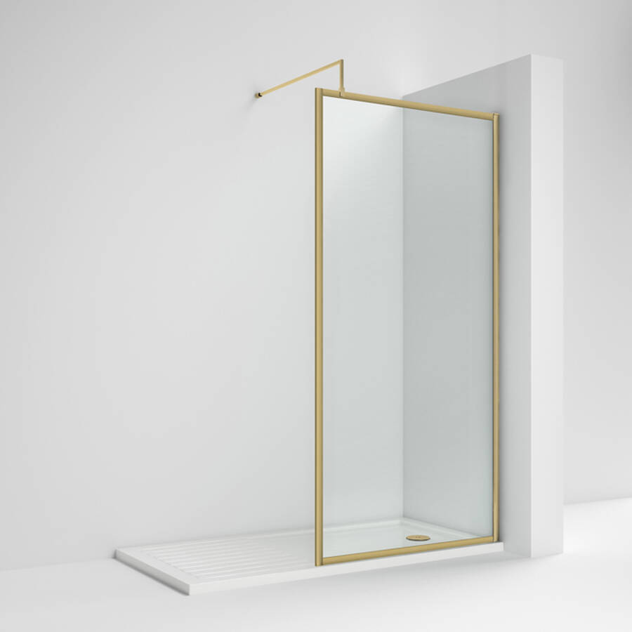 Nuie Brushed Brass 700mm Full Outer Frame Wetroom Panel