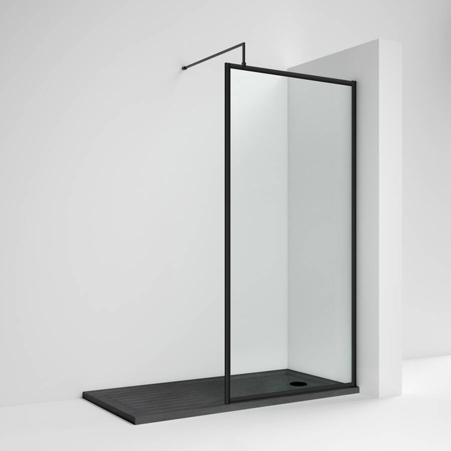 Nuie Black 900mm Full Outer Frame Wetroom Panel