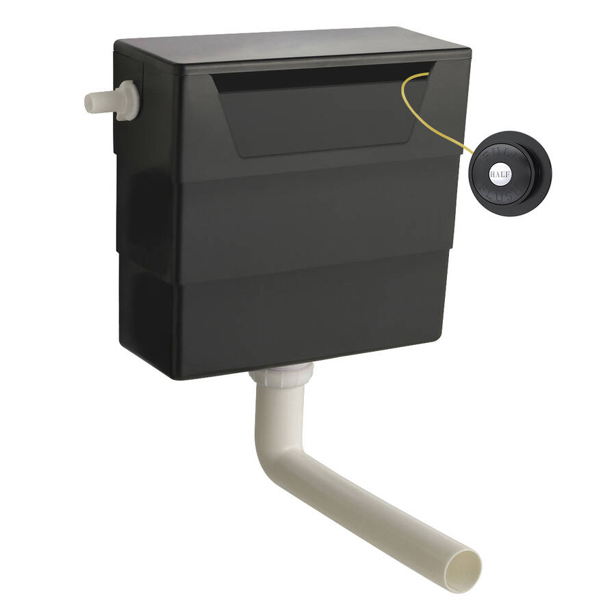 Nuie Concealed Dual Flush Cistern with Black Traditional Flush Button
