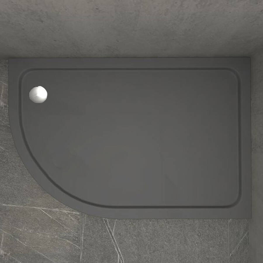 Kudos Kstone 900 x 760mm Anti Slip Slate Grey RH Offset Quadrant Shower Tray