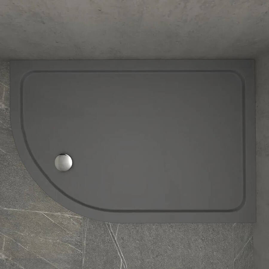 Kudos Kstone 1000 x 800mm Anti Slip Slate Grey RH Offset Quadrant Shower Tray