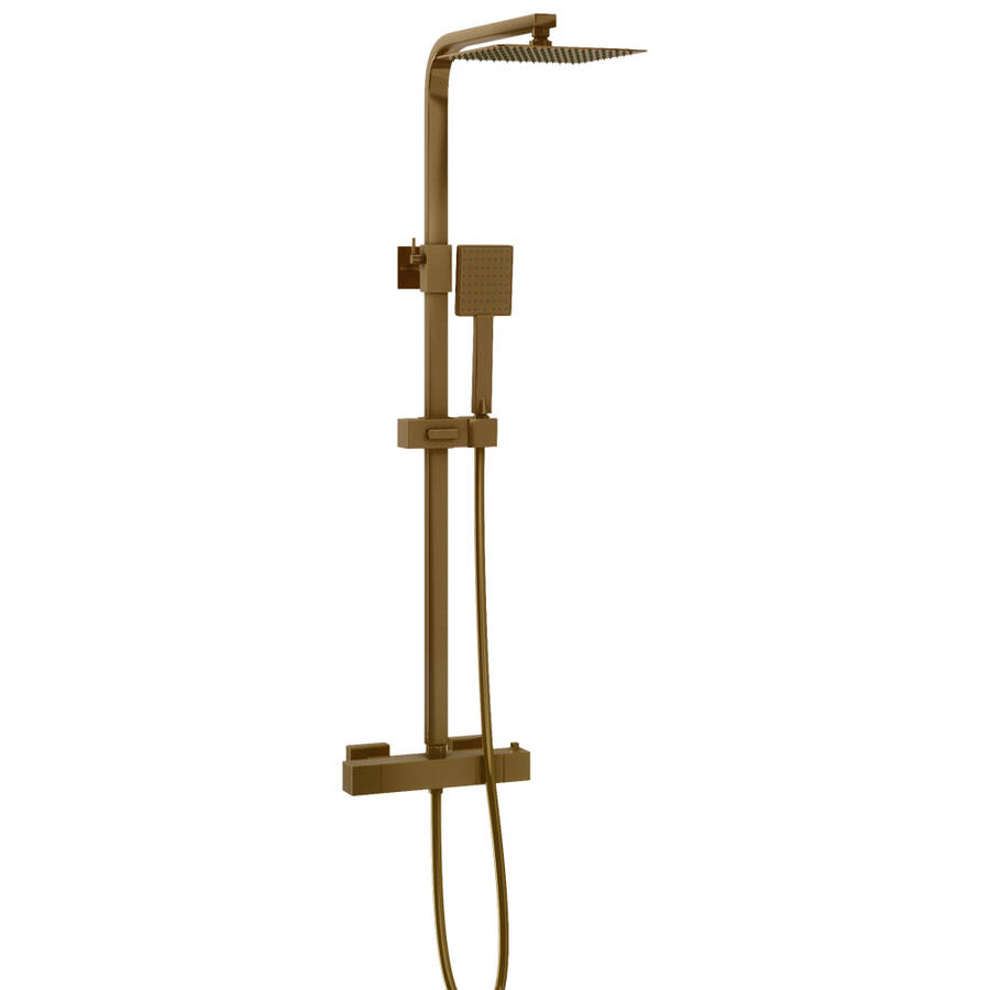 Trisen Zacha Brushed Brass Square Exposed Thermostatic Shower