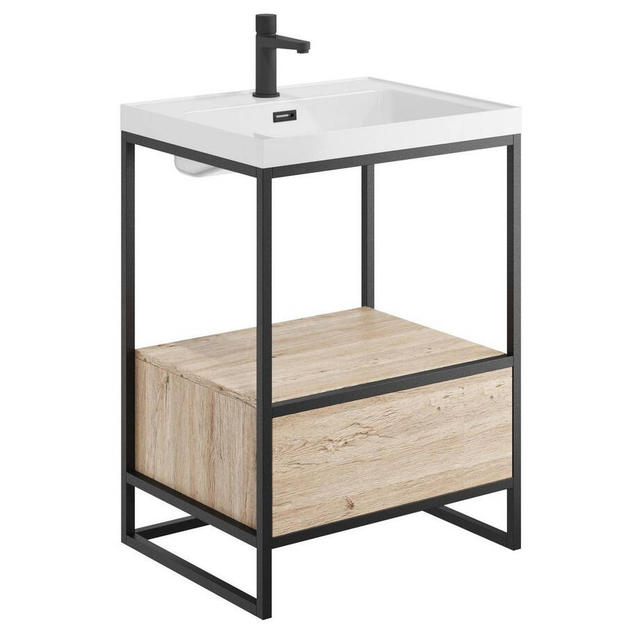 Scudo Boho 600mm Floorstanding Basin with Drawer and Frame