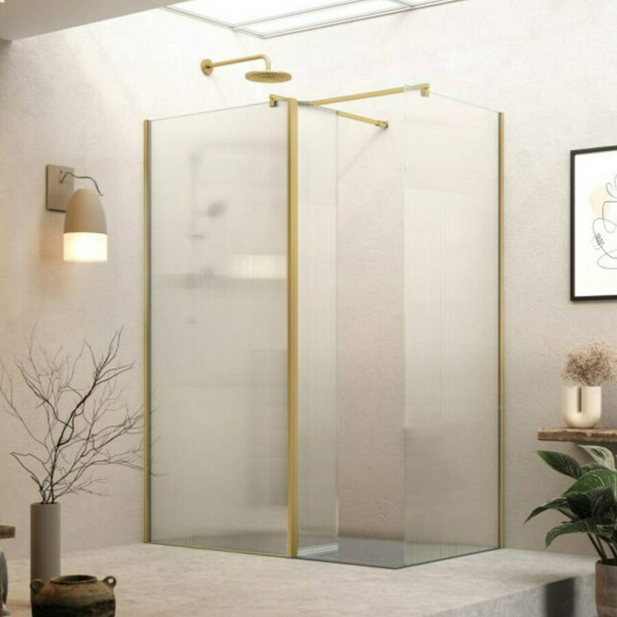 Roman Haven 8mm Select 300mm Fluted Pivot Deflector Panel Brushed Brass
