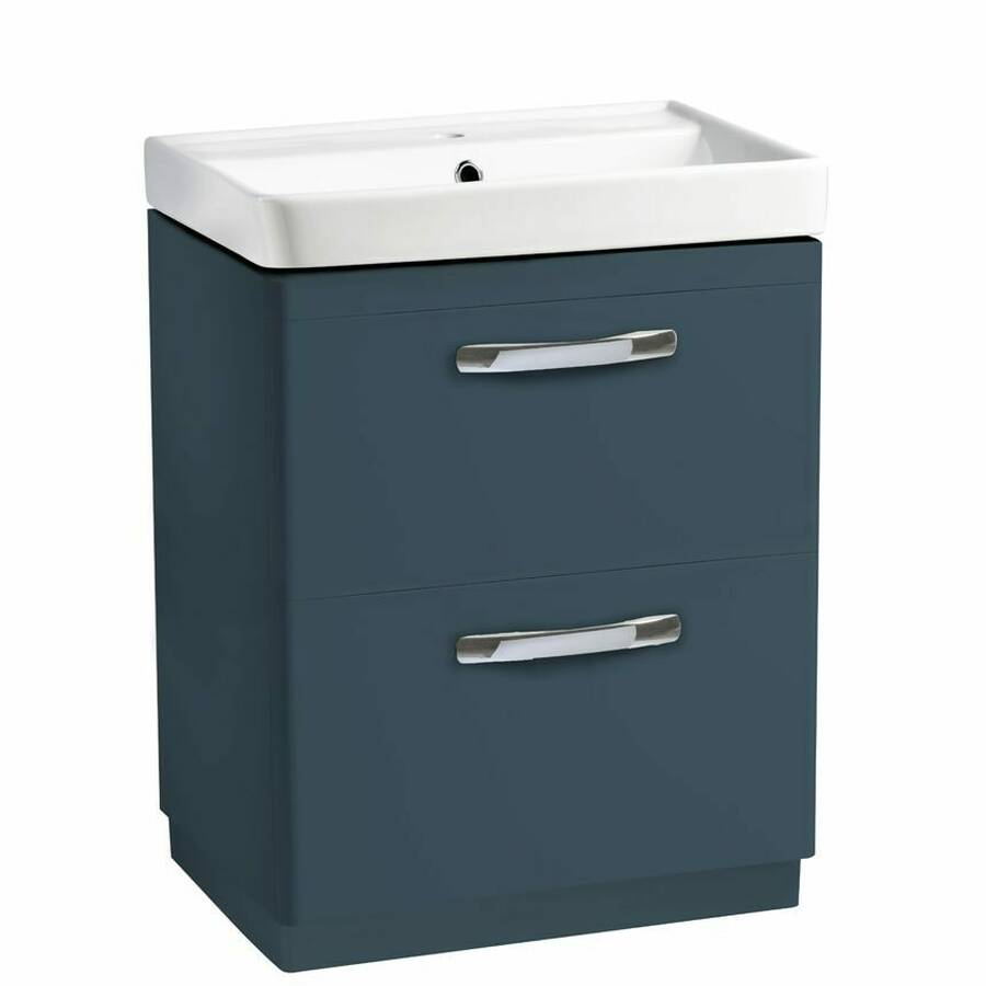 Tavistock Compass 600mm Oxford Blue Double Drawer Freestanding Unit and Basin