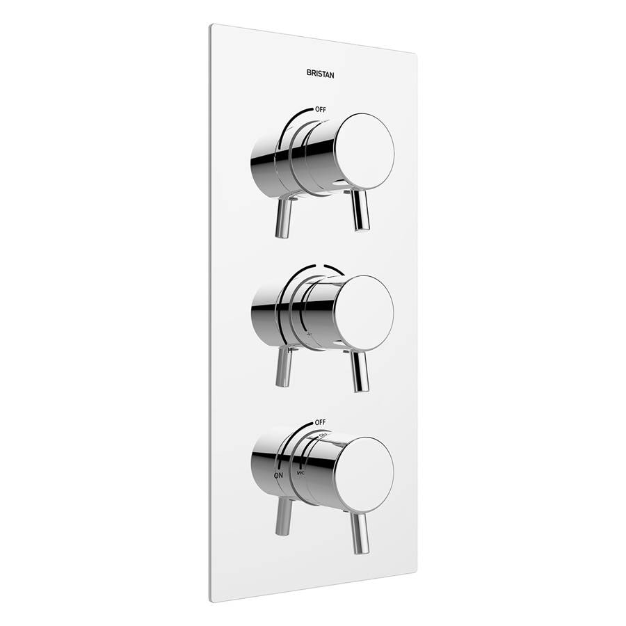 Bristan Prism Thermostatic Recessed Triple Control Shower Valve with Integral Twin Stopcocks