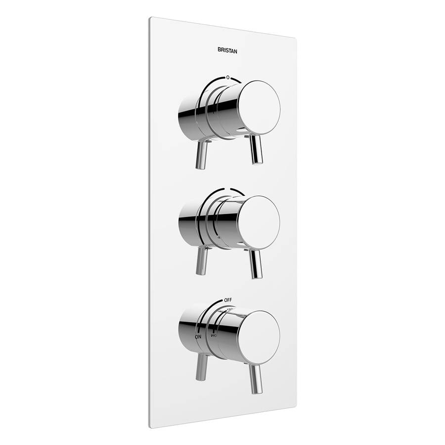 WS-Bristan Prism Thermostatic Recessed Triple Control Shower Valve with Integral Two Outlet Diverter and Stopcock-1