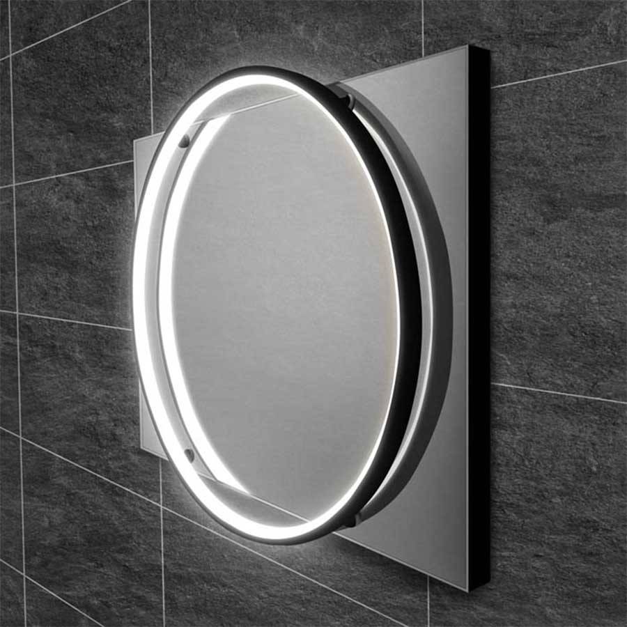 HiB Solas 50 Black LED Bathroom Mirror-2