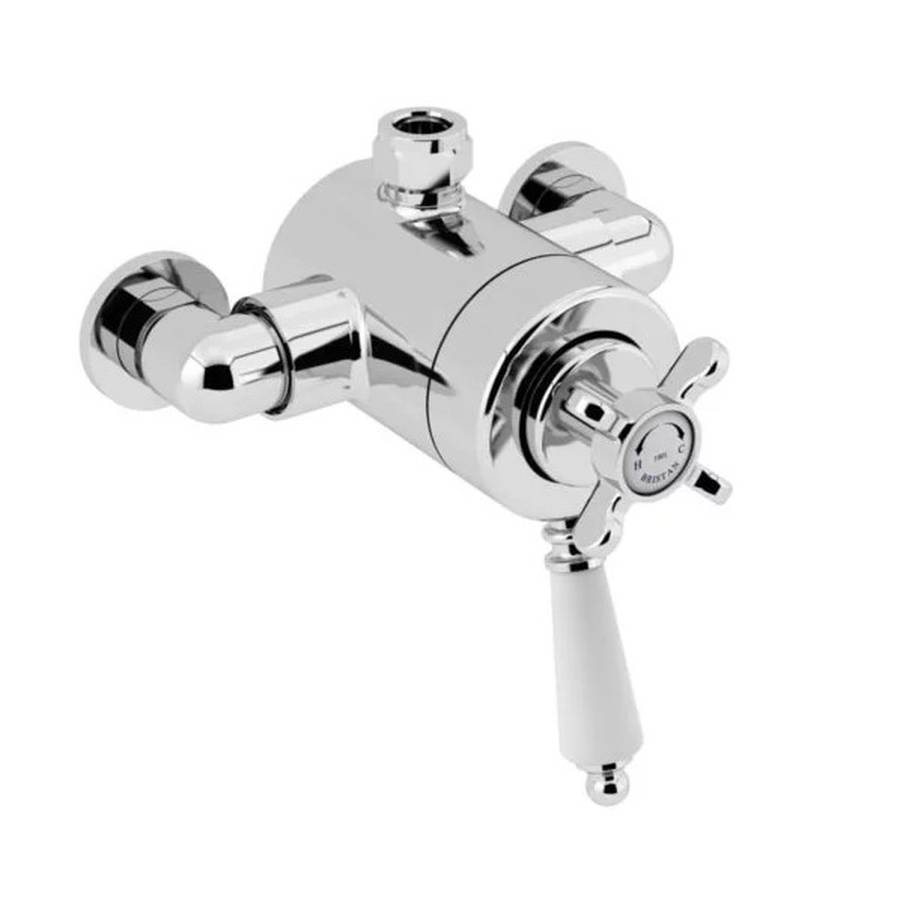 WS-Bristan 1901 Chrome Thermostatic Exposed Dual Control Top Outlet Shower Valve with Lever Handles-1