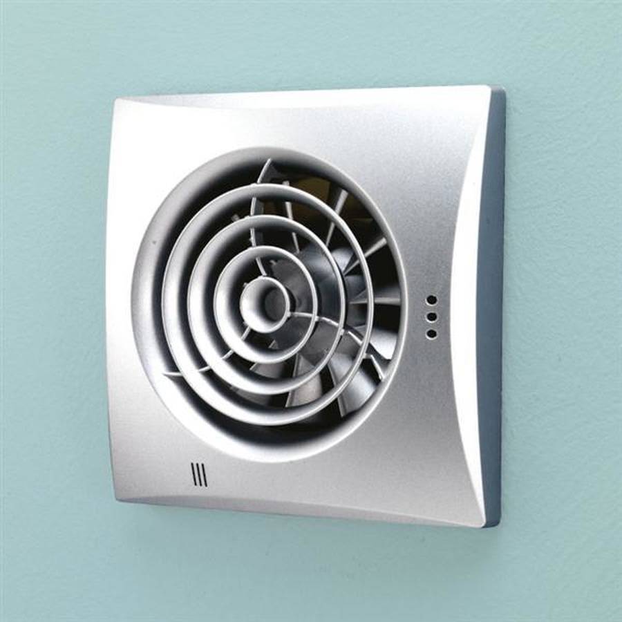 HiB Hush Wall Mounted Matt Silver Extractor Fan with Timer
