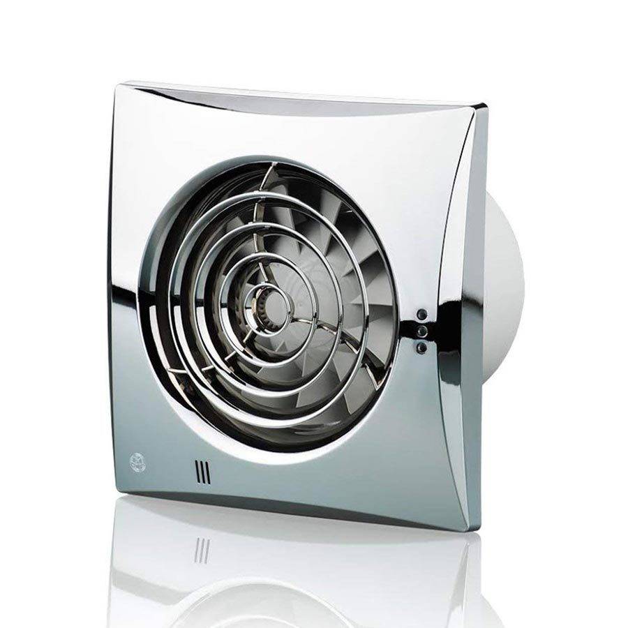 HiB Hush Wall Mounted Chrome Extractor Fan with Timer