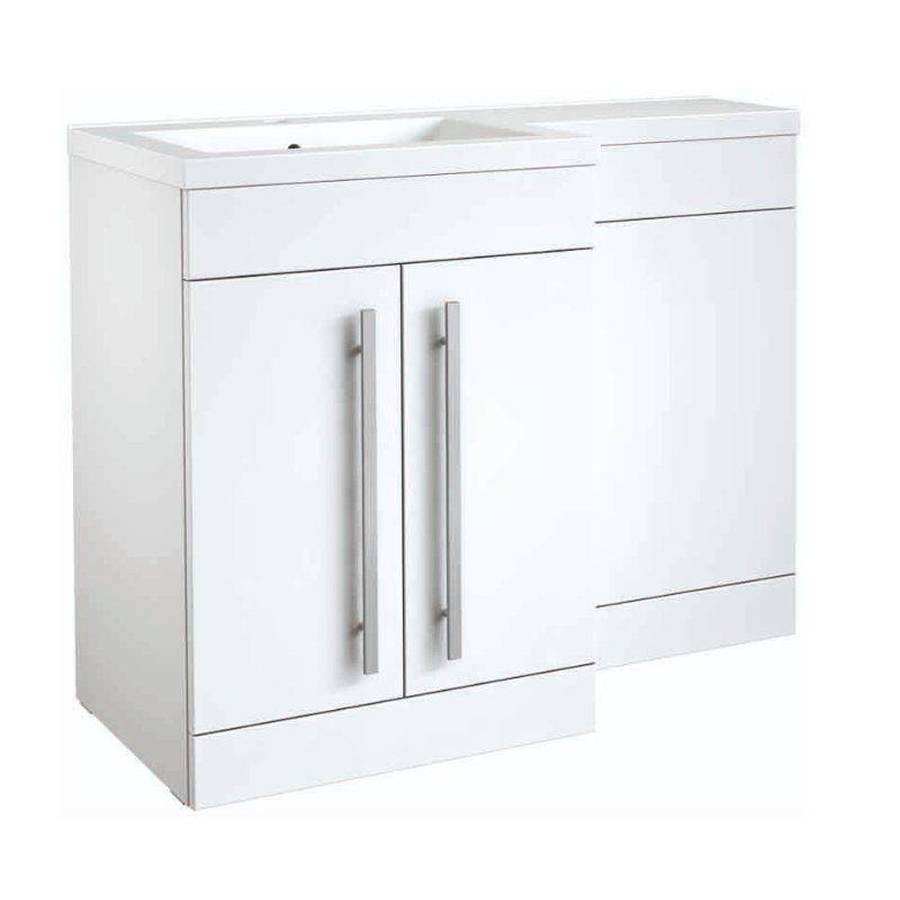 Kartell Matrix 1100mm 2 Door L-Shaped White LH Furniture Pack with Cistern