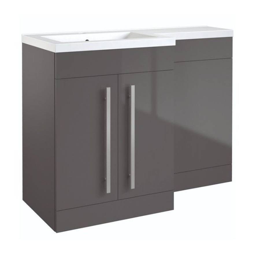 Kartell Matrix 1100mm 2 Door L-Shaped Grey Gloss LH Furniture Pack with Cistern