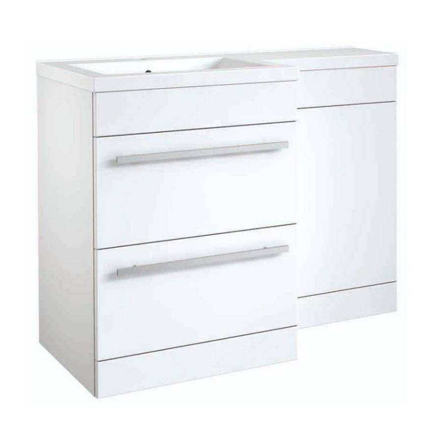 Kartell Matrix 1100mm 2 Drawer L-Shaped White LH Furniture Pack with Cistern