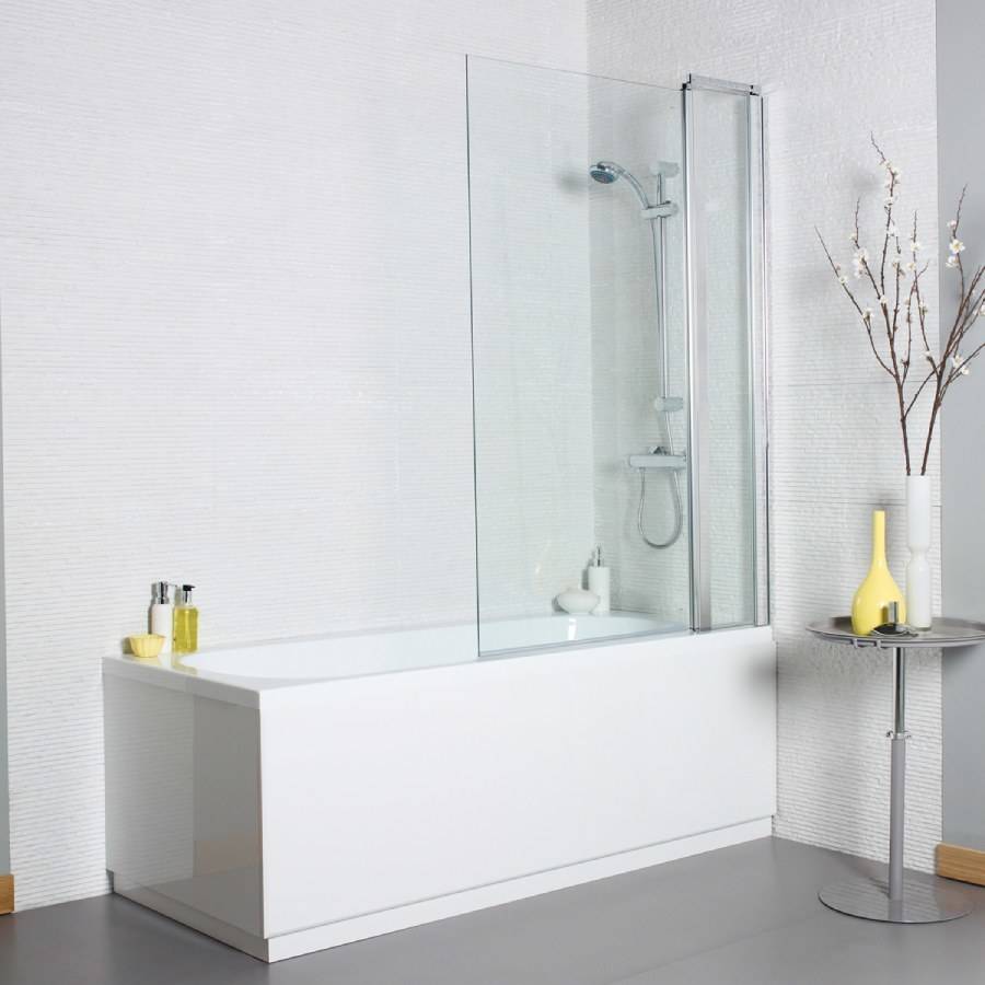 Kartell Koncept Straight Square Edge 1000mm Bath Screen With Extension Panel
