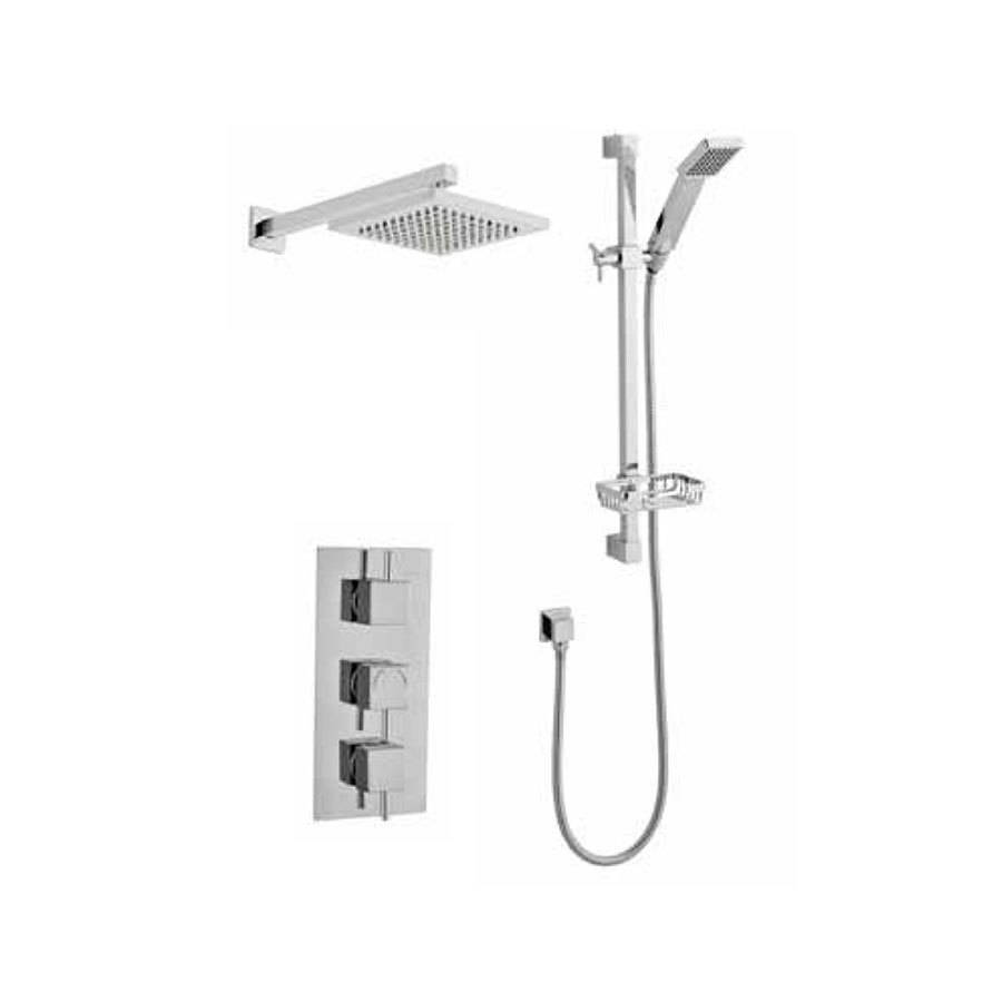 Kartell Pure Triple Thermostatic Concealed Shower Valve with Fixed and Adjustable Heads