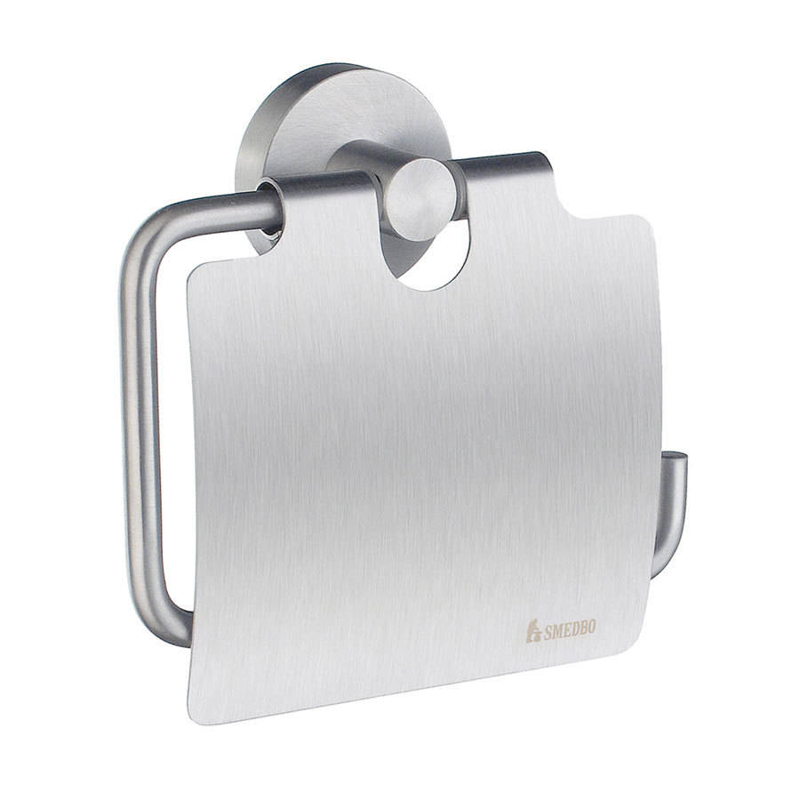 Smedbo Home Brushed Chrome Toilet Roll Holder with Cover