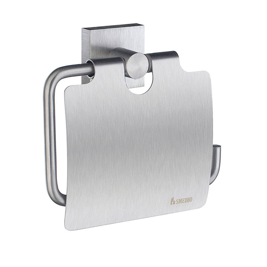 Smedbo House Brushed Chrome Toilet Roll Holder with Cover