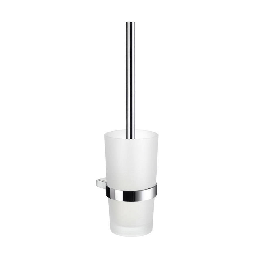 Smedbo Air Chrome Toilet Brush with Frosted Glass Container