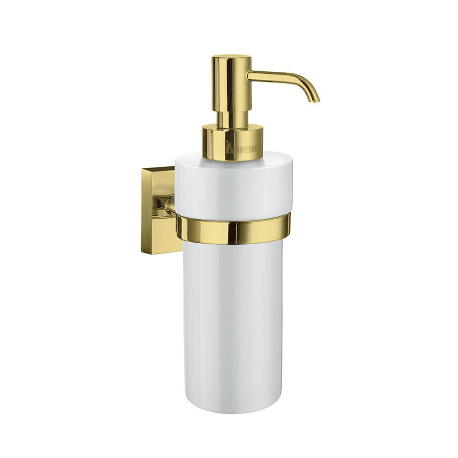 Smedbo House Polished Brass Holder with Porcelain Soap Dispenser