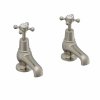 Burlington Claremont Brushed Nickel 3 Inch Basin Taps