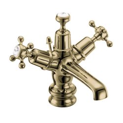 Burlington Claremont Gold Basin Mixer with Pop-up Waste Regent Base