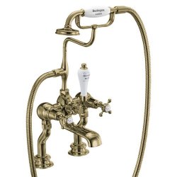 Burlington Claremont Gold Deck Mounted Bath Shower Mixer Regent Base