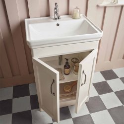 Tavistock Marston 500mm Paper White Floor Mounted Vanity Unit Tavistock Marston 500mm Paper White Floor Mounted Vanity Unit Lifestyle Doors Open