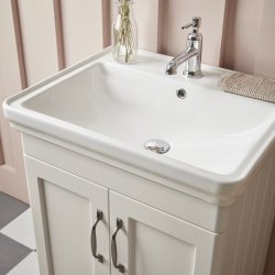 Tavistock Marston 600mm Paper White Floor Mounted Vanity Unit Tavistock Marston 600mm Paper White Floor Mounted Vanity Unit Basin Top Down Lifestyle