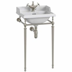 Burlington Classic Square 510mm One Tap Hole Basin Brushed Nickel Washstand